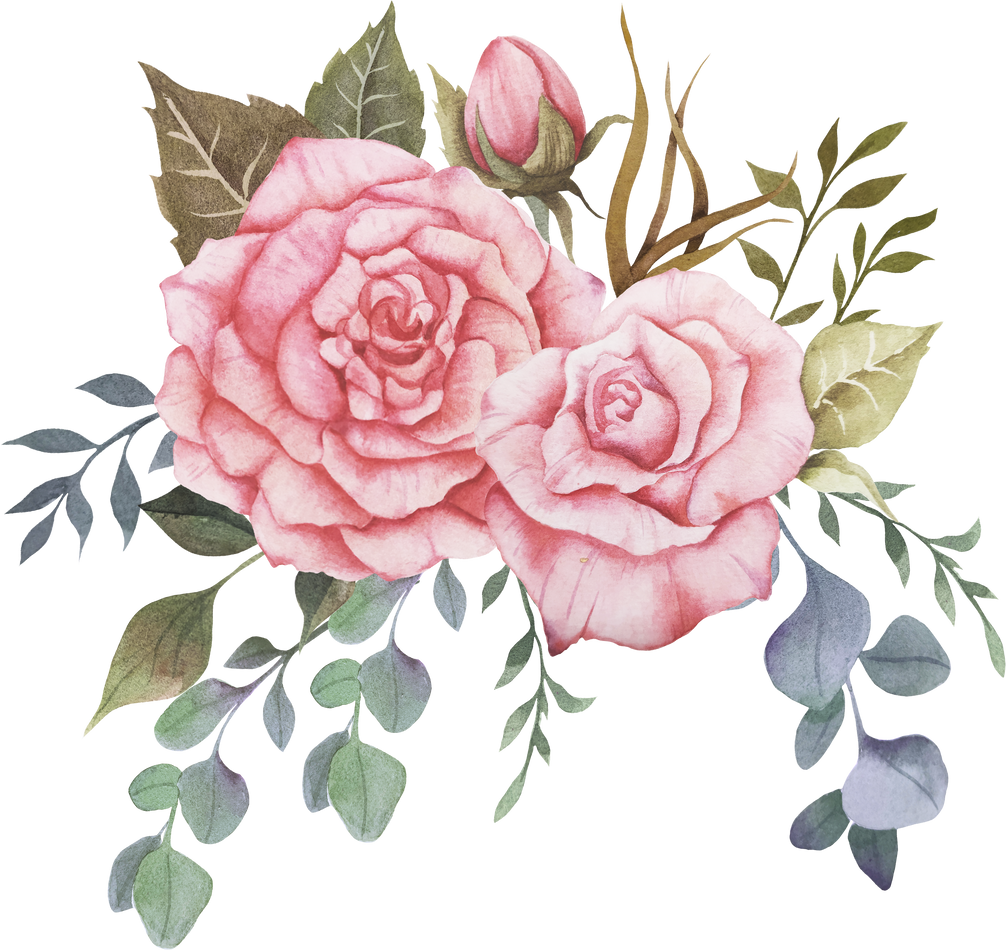 Watercolor Rose Bouquet. ROse Flower Arrangament, Blush Pink Flower 